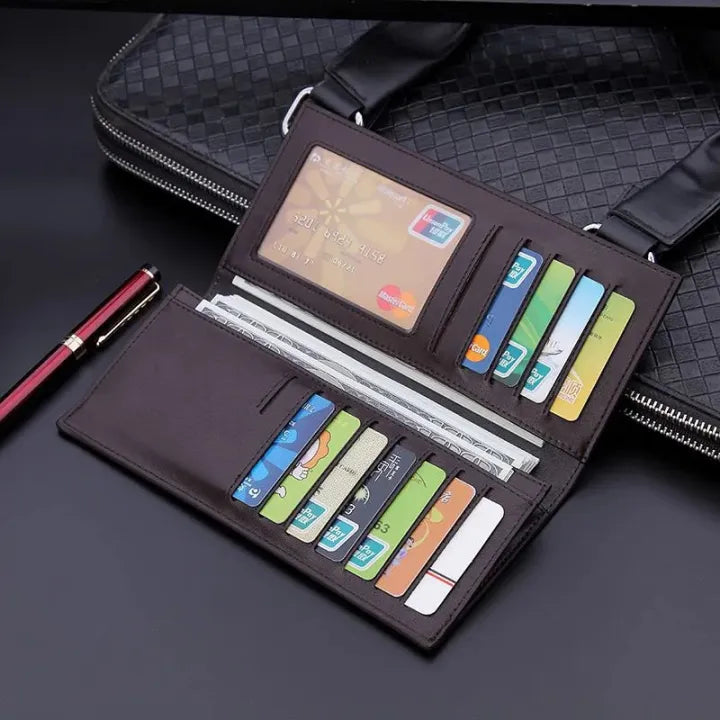 Men’s Long Slim Wallet Microfibre Leather Long Purse - Ultra Slim and Business Luxurious & Finest Quality